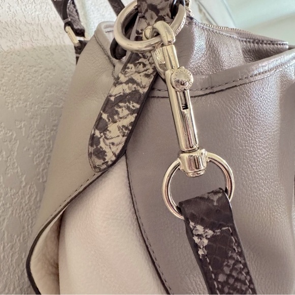 COACH Morgan Color Block Pebble Leather w/Exotic Embossed Trim Satchel/Crossbody - Picture 3 of 15